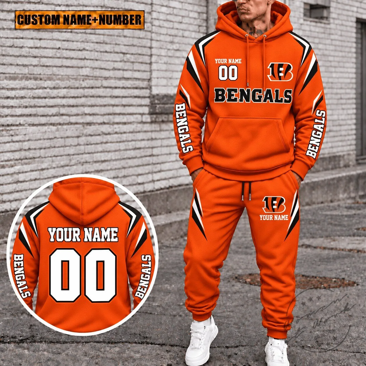 Cincinnati Bengals Personalized Orange Football Team Hoodie Sweatshirt