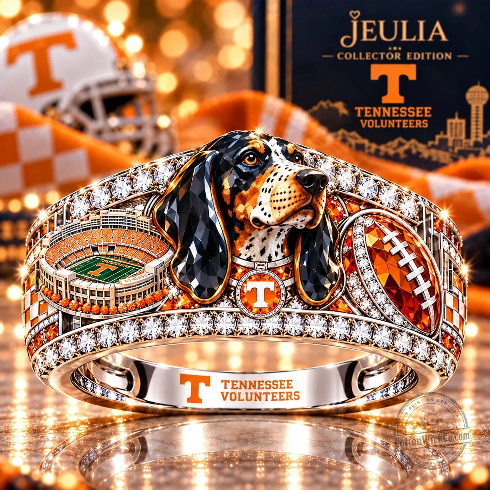 Tennessee Volunteers Football Hound Dog Stadium Diamond Ring 1 Tennessee Volunteers Football Hound Dog Stadium Diamond Ring