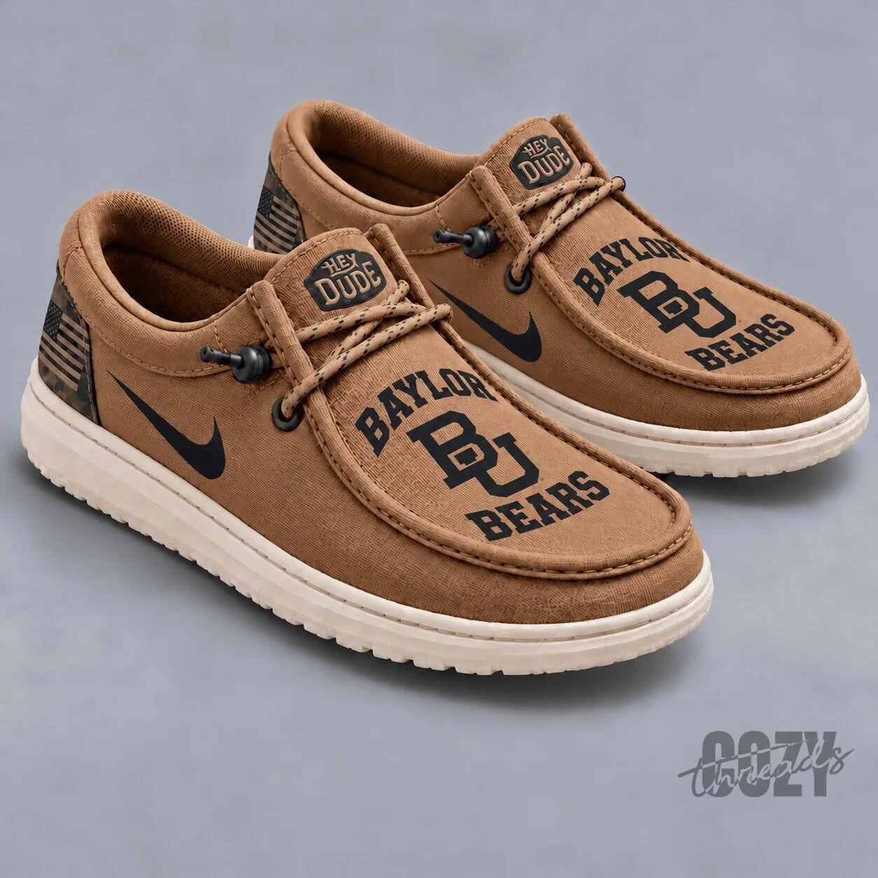 Baylor Bears NCAA Vintage Military Brown Loafer Shoes