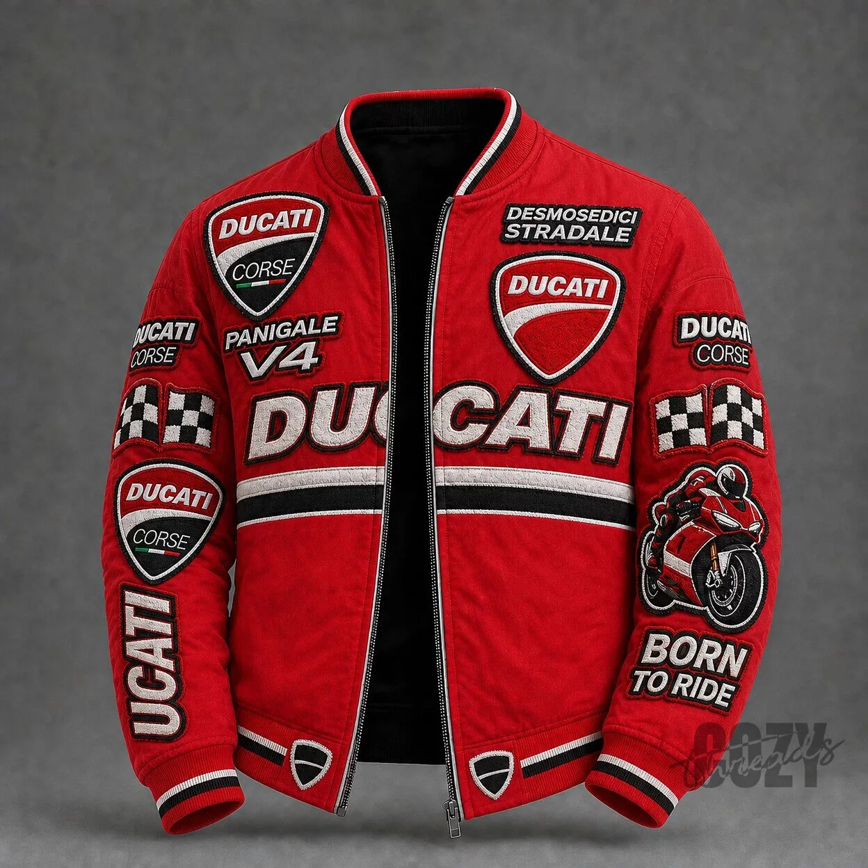 Ducati Panigale V4 Desmosedici Stradale Motorcycle Racing Bomber Jacket