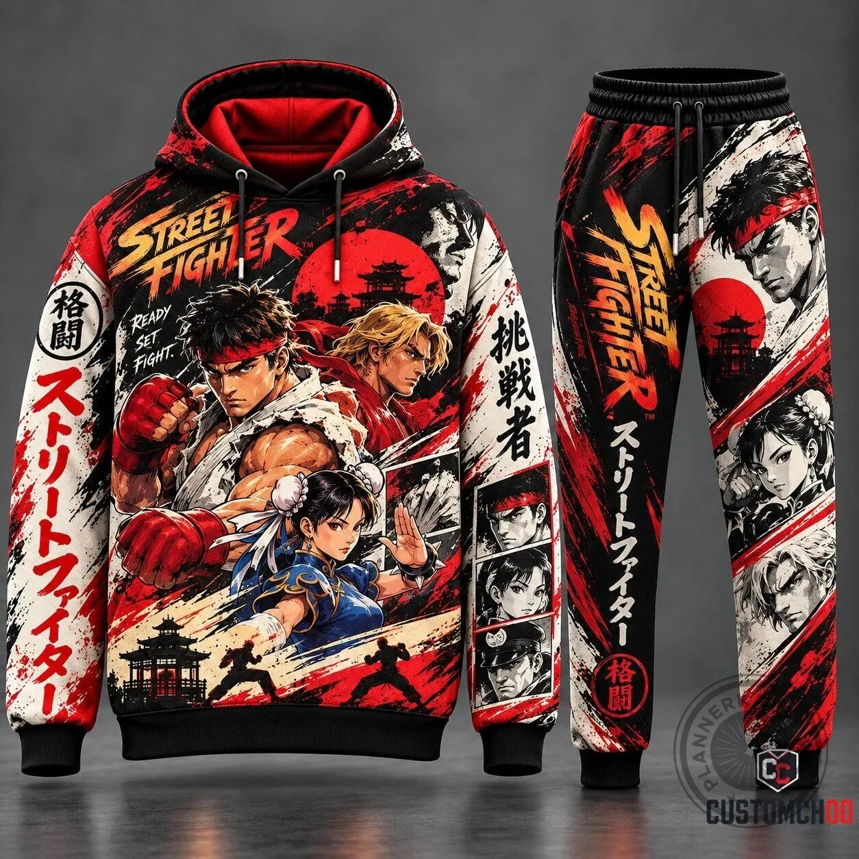Street Fighter Video Game Characters Black and Red Pullover Hoodie 6 Street Fighter Video Game Characters Black and Red Pullover Hoodie