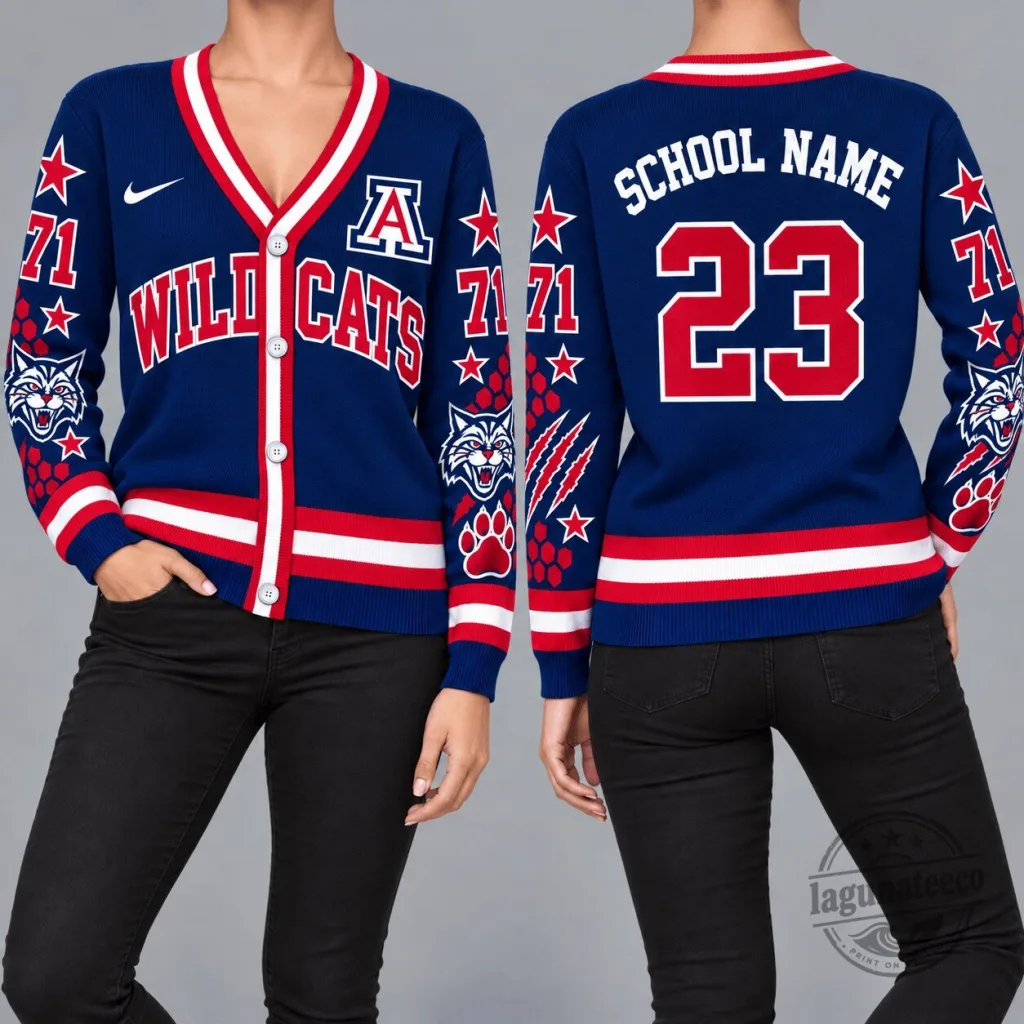 Arizona Wildcats NCAA Retro Star Sleeve Cardigan Sweater Arizona Wildcats NCAA Retro Star Sleeve Cardigan Sweater