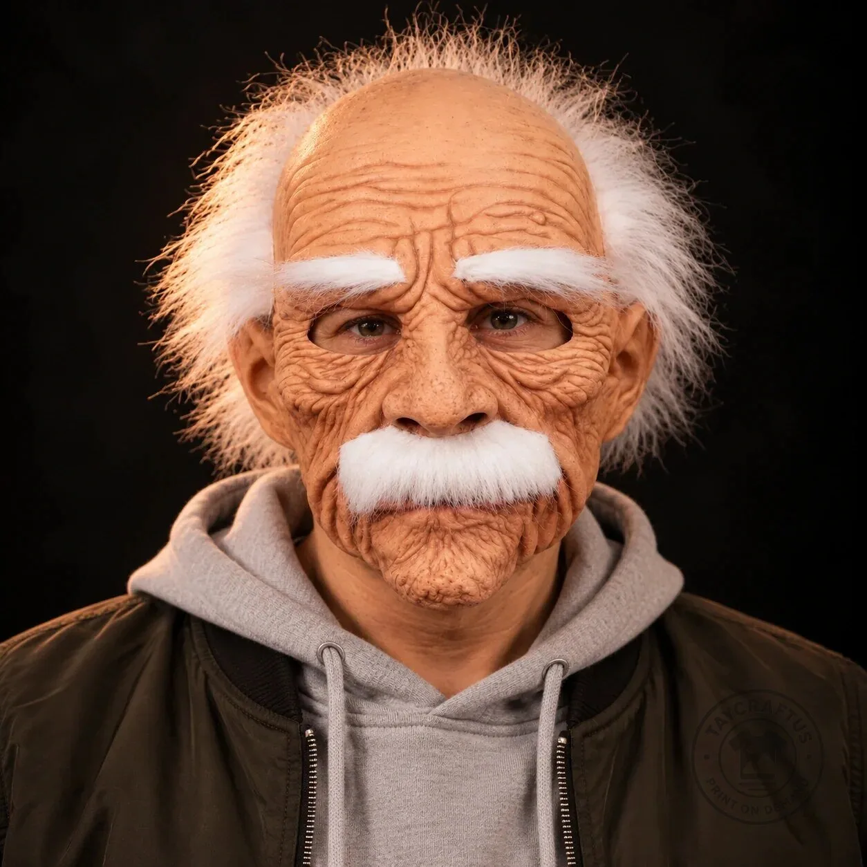 Realistic Old Man Grandfather Silicone Mask with White Hair and Mustache 3 Realistic Old Man Grandfather Silicone Mask with White Hair and Mustache