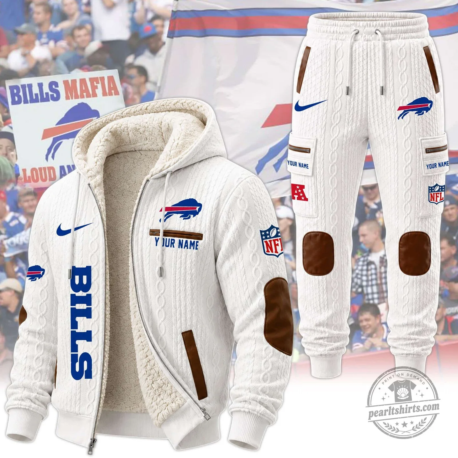 Buffalo Bills Sherpa Fleece Lined Cable Knit Hoodie and Sweatpants Set 28 Buffalo Bills Sherpa Fleece Lined Cable Knit Hoodie and Sweatpants Set
