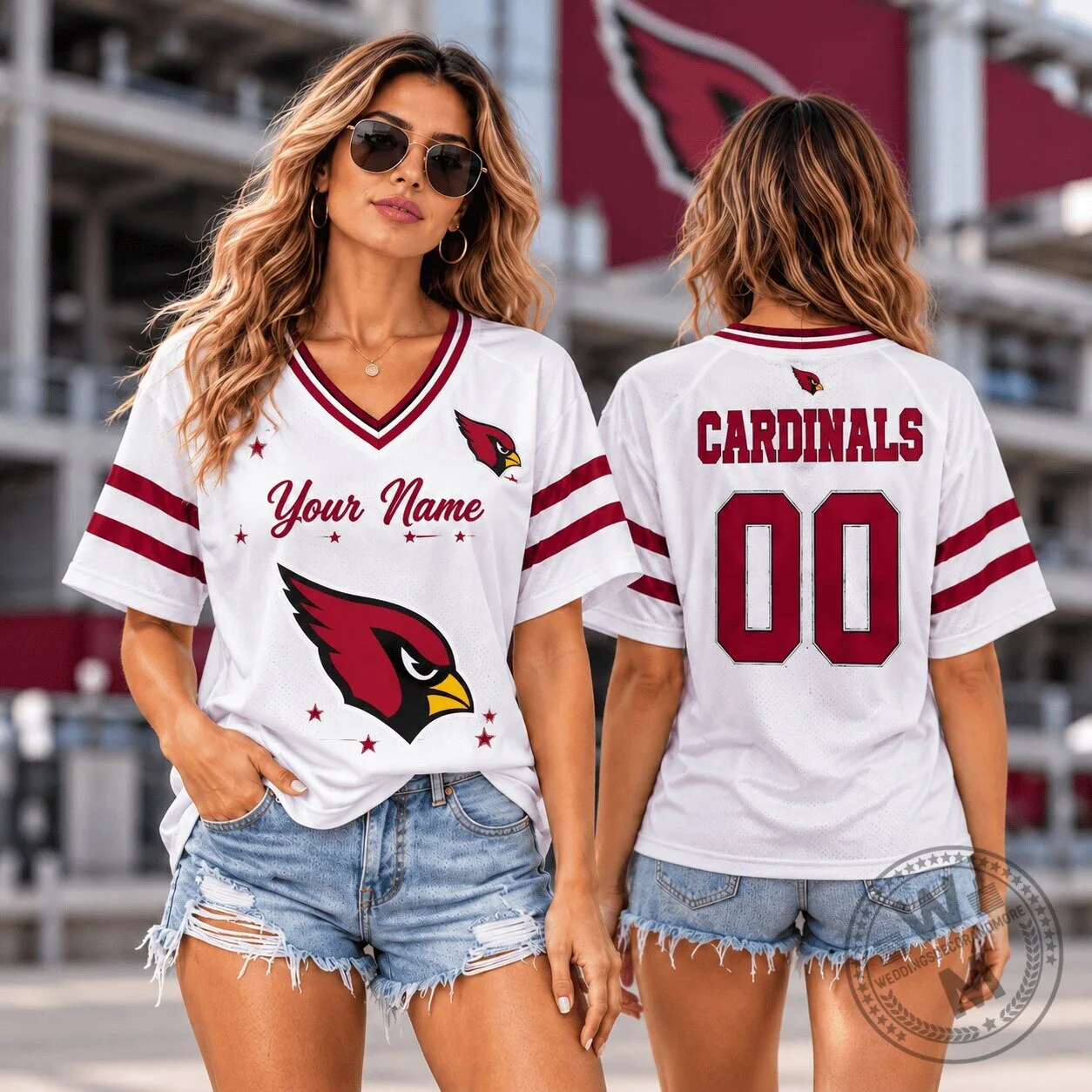 Arizona Cardinals Personalized Name and Number White Football Jersey 1 Arizona Cardinals Personalized Name and Number White Football Jersey
