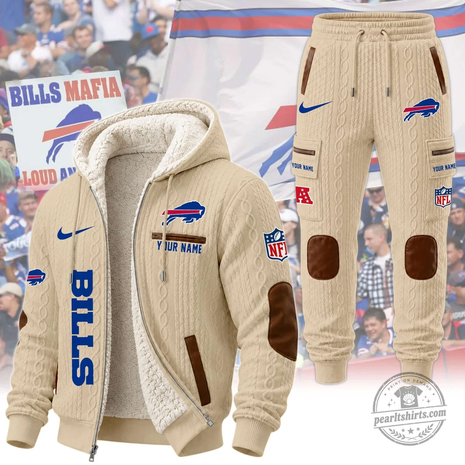 Buffalo Bills Sherpa Fleece Lined Cable Knit Hoodie and Sweatpants Set 31 Buffalo Bills Sherpa Fleece Lined Cable Knit Hoodie and Sweatpants Set