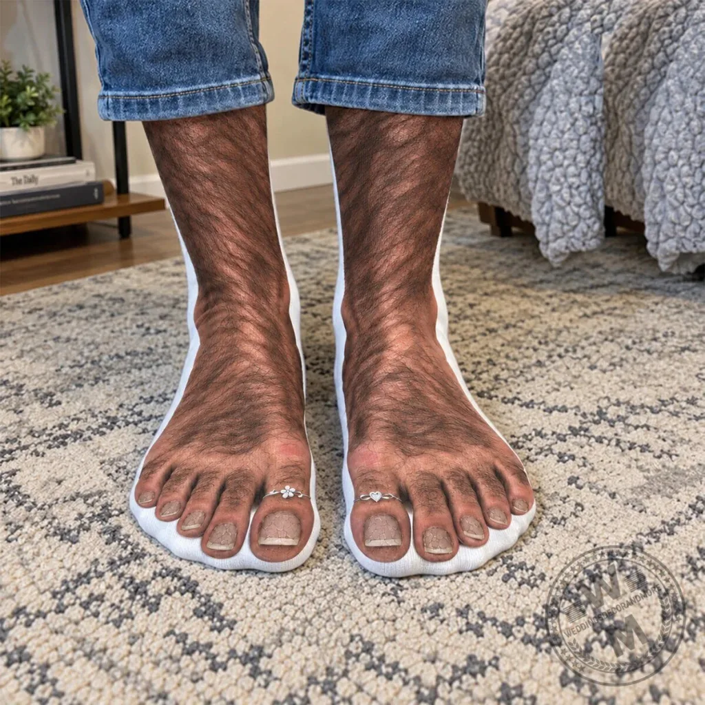 Hairy Feet with Toe Rings Crew Socks - Funny Novelty Footwear Gift Hairy Feet with Toe Rings Crew Socks - Funny Novelty Footwear Gift