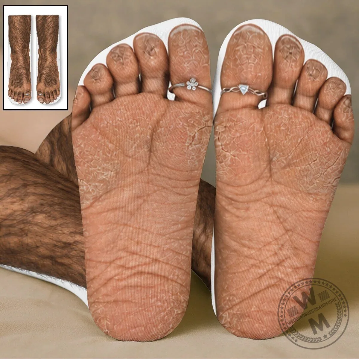 Hairy Feet with Toe Rings Crew Socks - Funny Novelty Footwear Gift 7 Hairy Feet with Toe Rings Crew Socks - Funny Novelty Footwear Gift