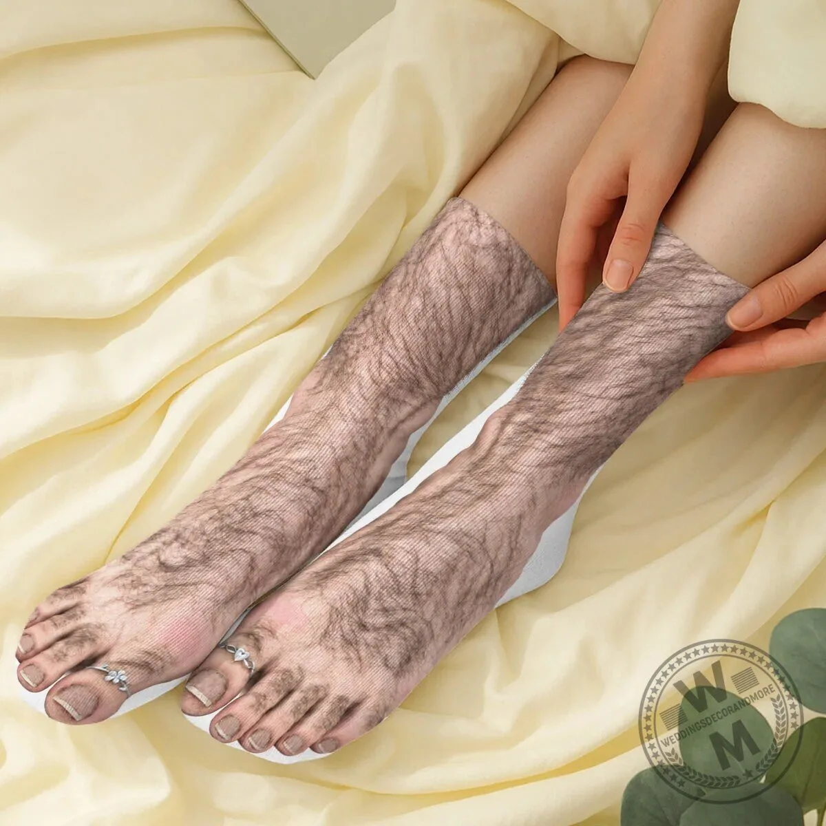 Hairy Feet with Toe Rings Crew Socks - Funny Novelty Footwear Gift 9 Hairy Feet with Toe Rings Crew Socks - Funny Novelty Footwear Gift
