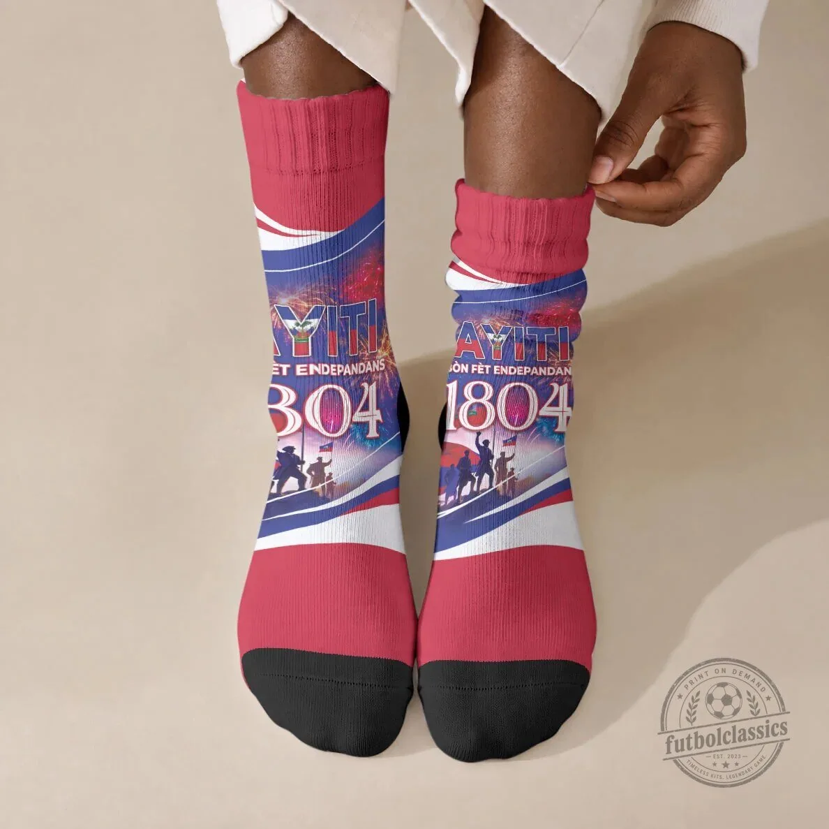 Haiti Independence Day 1804 Haitian Pride Patriotic Heritage Crew Socks