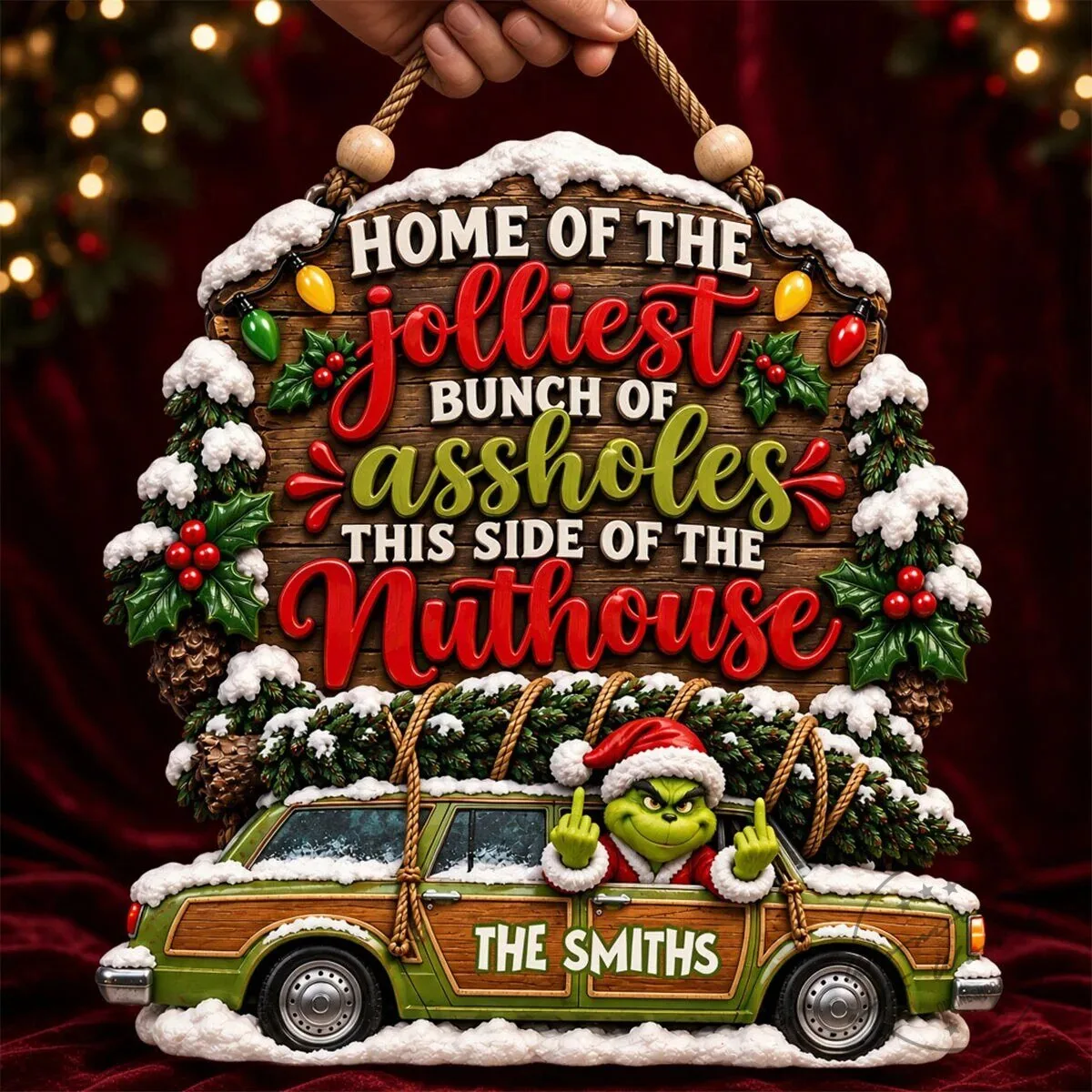 Home Of The Jolliest Assholes This Side Of The Nuthouse Grinch Christmas Plaque