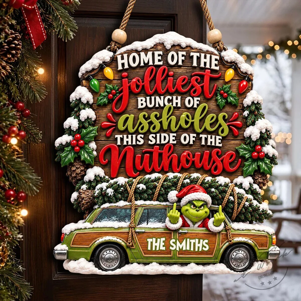 Home Of The Jolliest Assholes This Side Of The Nuthouse Grinch Christmas Plaque 6 Home Of The Jolliest Assholes This Side Of The Nuthouse Grinch Christmas Plaque