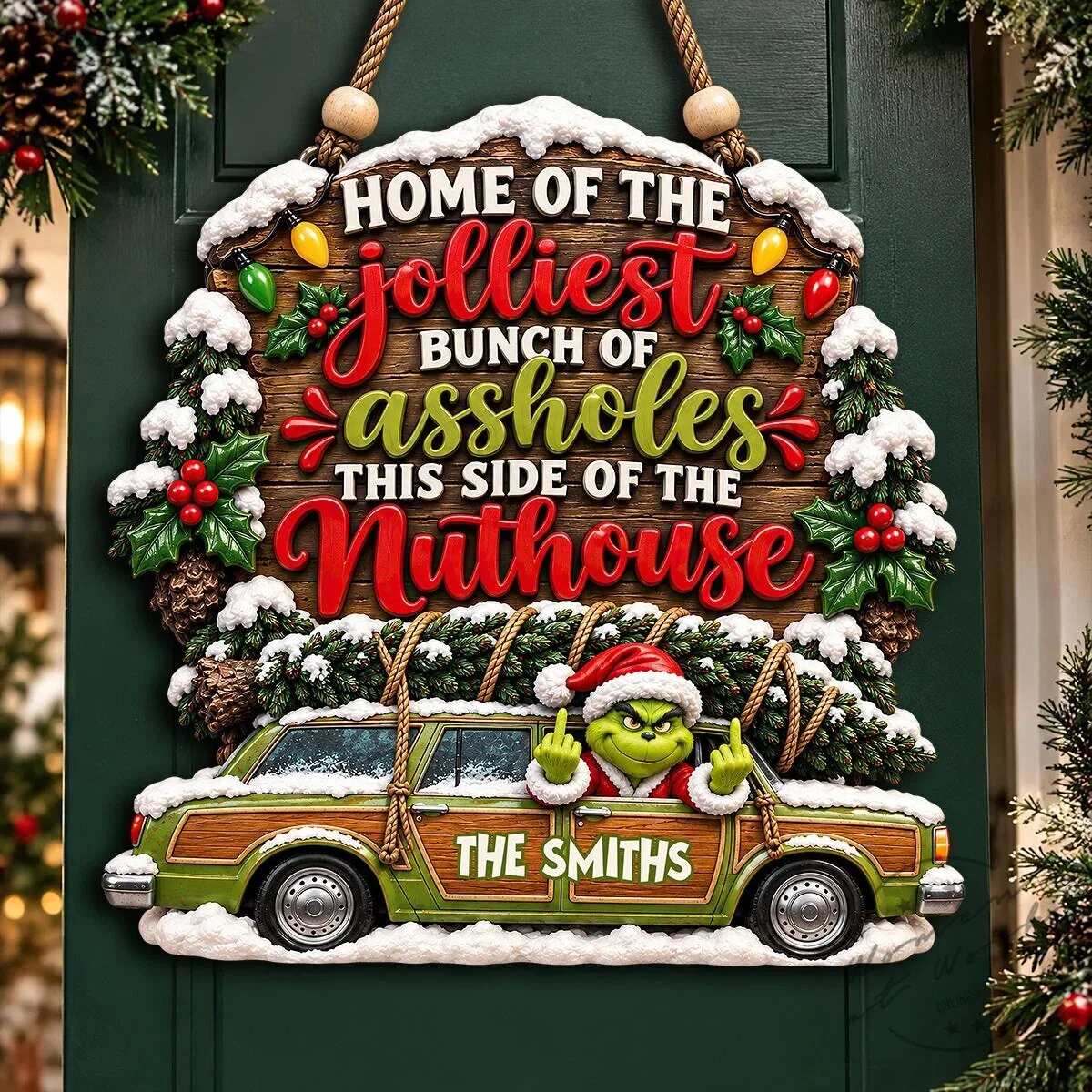 Home Of The Jolliest Assholes This Side Of The Nuthouse Grinch Christmas Plaque 7 Home Of The Jolliest Assholes This Side Of The Nuthouse Grinch Christmas Plaque