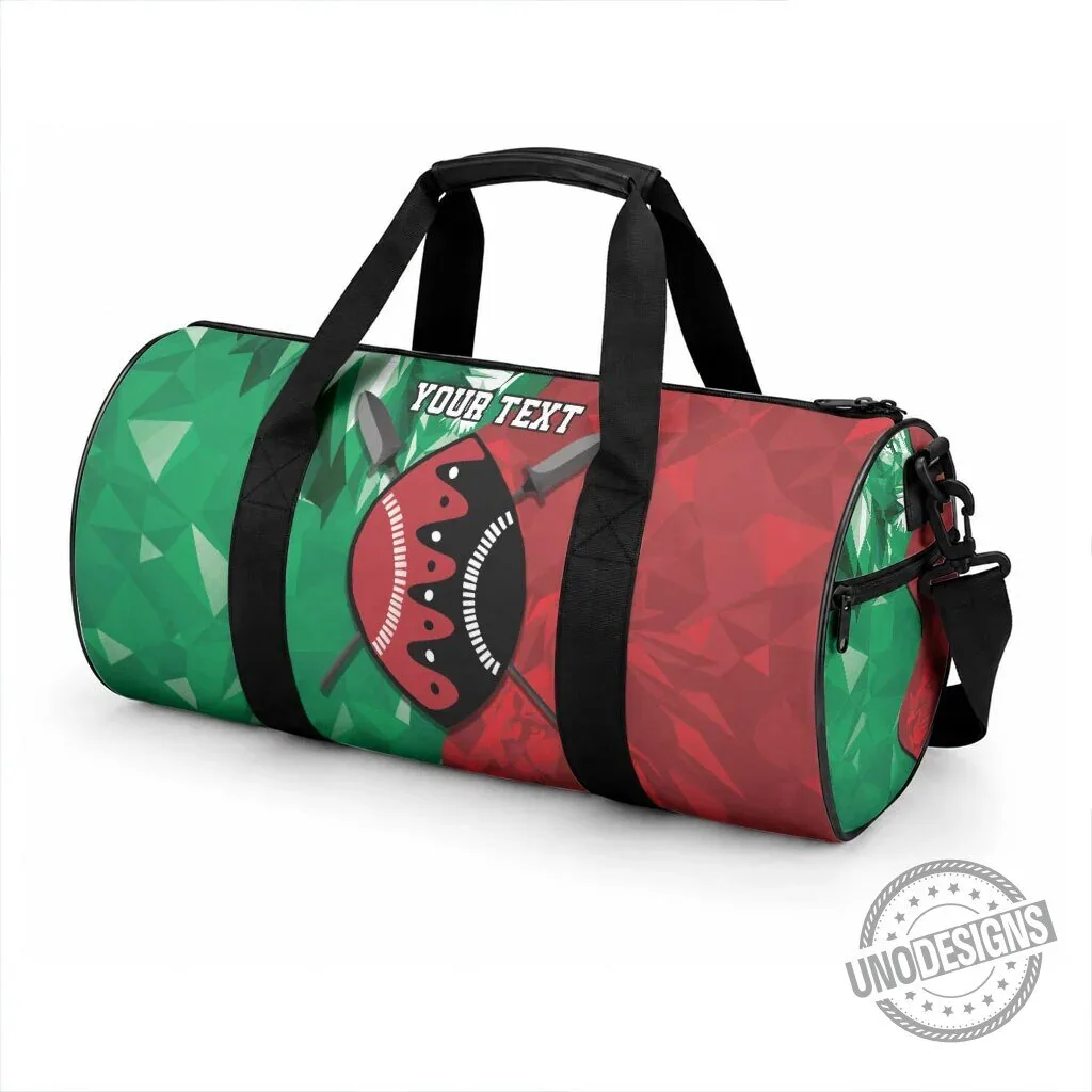Personalized Kenya Maasai Shield Duffle Bag Green Red Kenyan Lion Half Style 5 Personalized Kenya Maasai Shield Duffle Bag Green Red Kenyan Lion Half Style