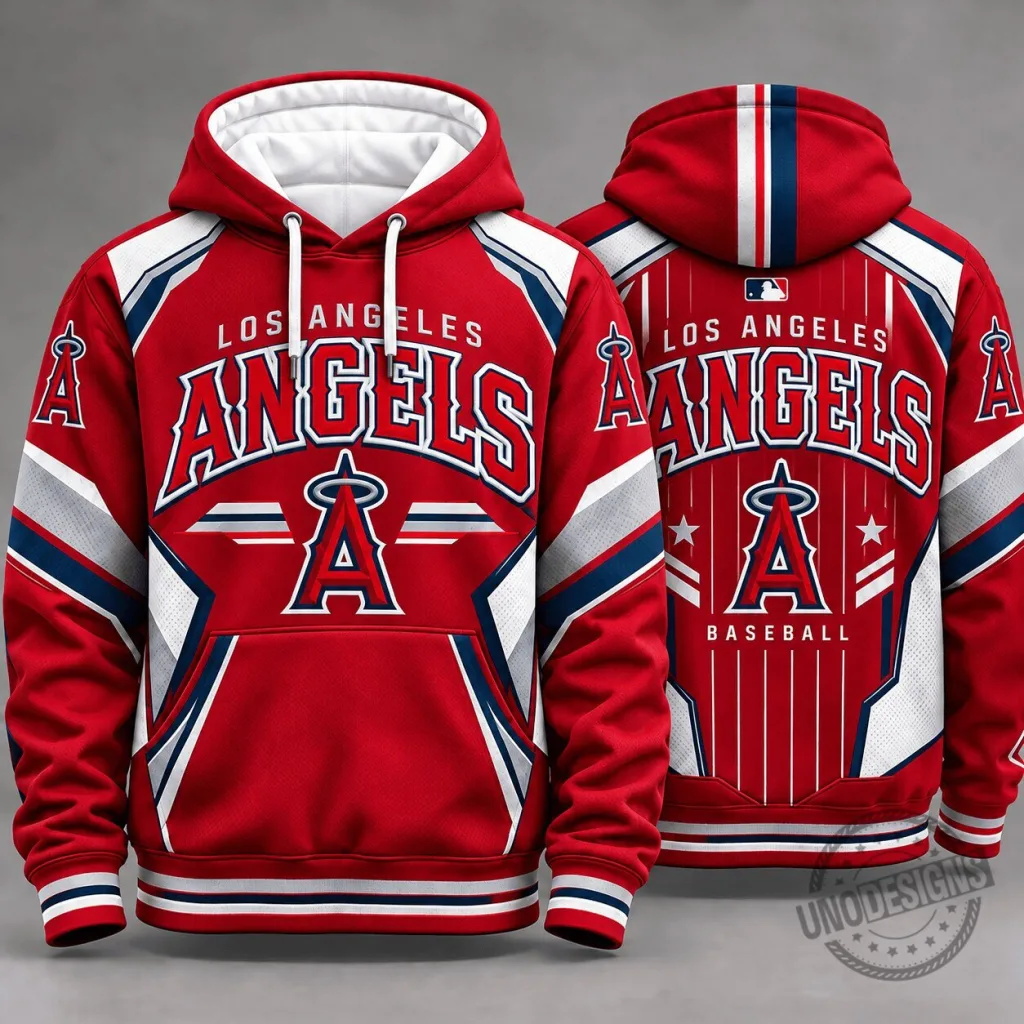 Los Angeles Angels Baseball Team Red White Blue Fan Hoodie Los Angeles Angels Baseball Team Red White Blue Fan Hoodie