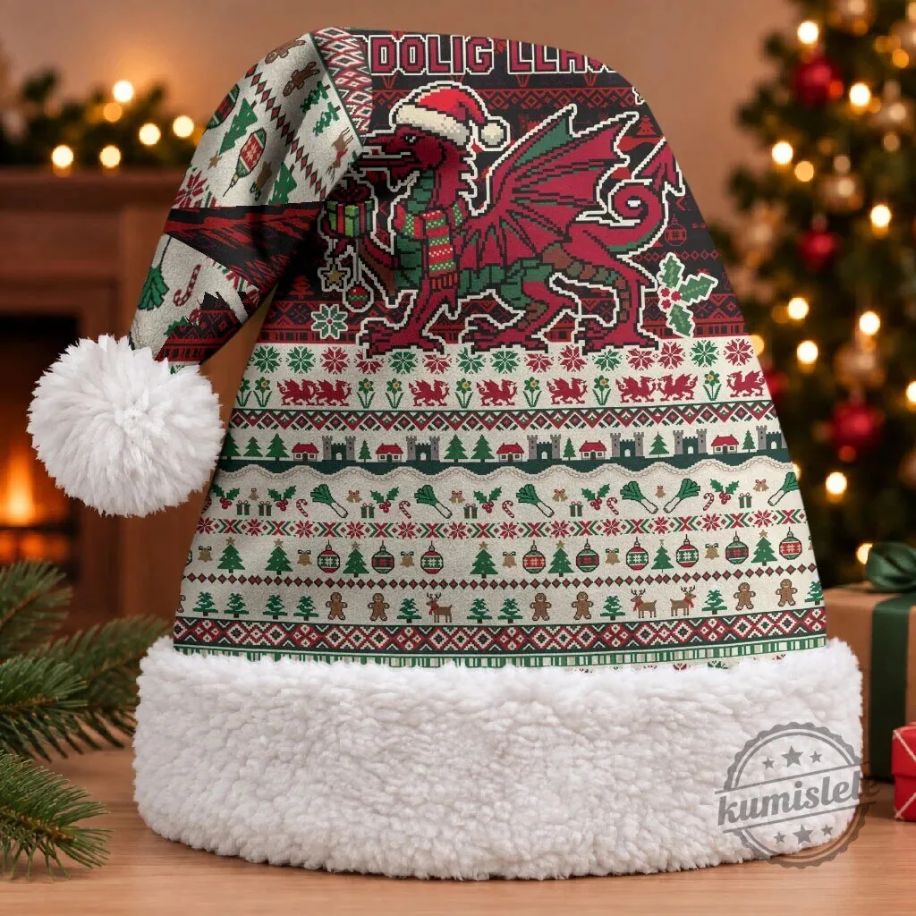 Welsh Dragon Flag Nadolig Llawen Ugly Christmas Santa Hat