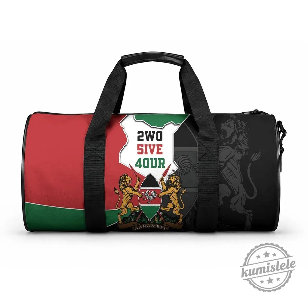 Kenya Flag Map Double Lion Shield Duffle Bag