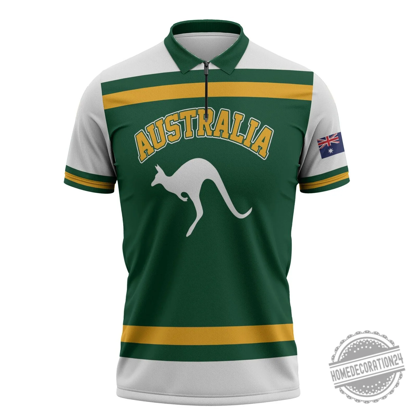 Australia National Team Kangaroo Emblem Zipper Polo Shirt