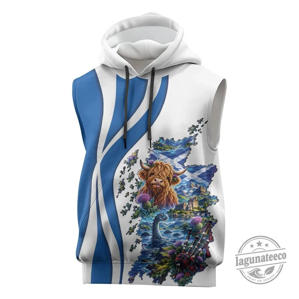 Scotland National Flag and Map Cultural Art Sleeveless Hoodie