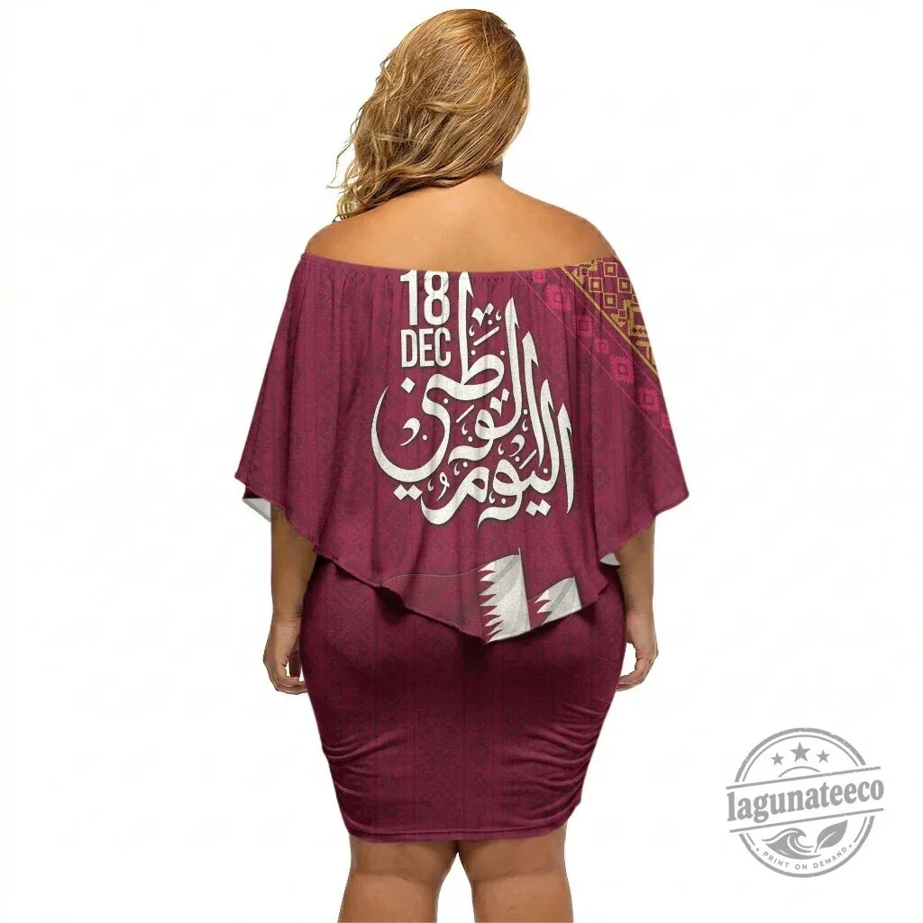 Qatar National Day Off Shoulder Dress 3 Qatar National Day Off Shoulder Dress