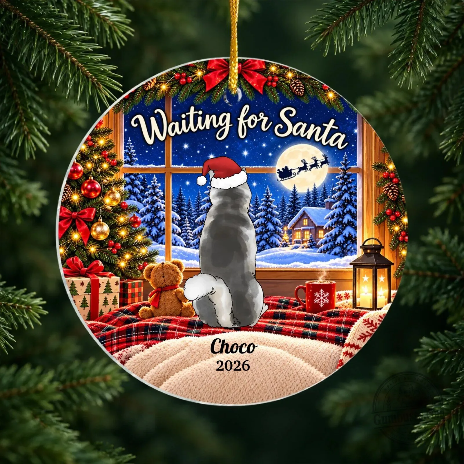 Personalized Border Collie Dog Waiting For Santa Christmas Tree Ornament 7 Personalized Border Collie Dog Waiting For Santa Christmas Tree Ornament