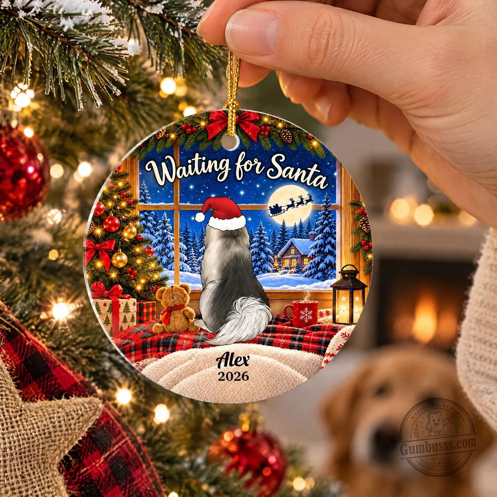 Personalized Border Collie Dog Waiting For Santa Christmas Tree Ornament 9 Personalized Border Collie Dog Waiting For Santa Christmas Tree Ornament