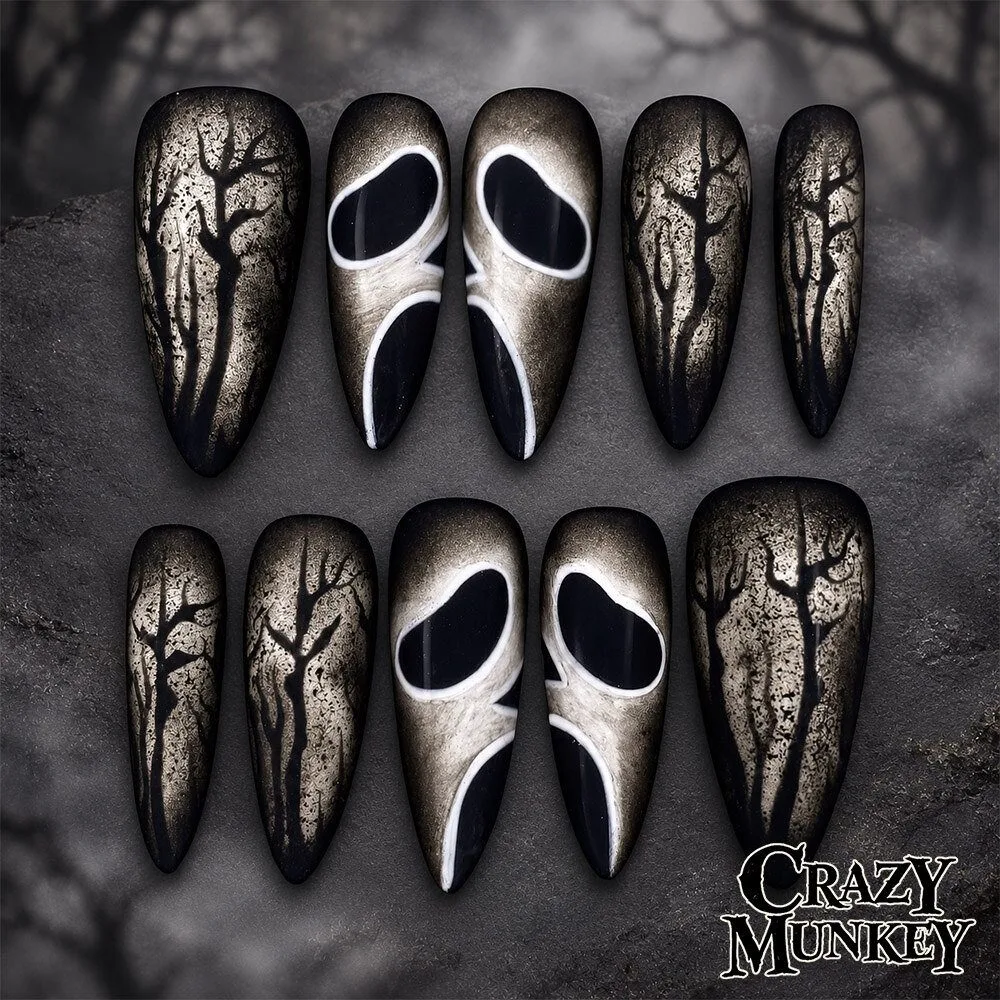 Ghostface Scream Horror Black Gothic Press On Nails | Accessories