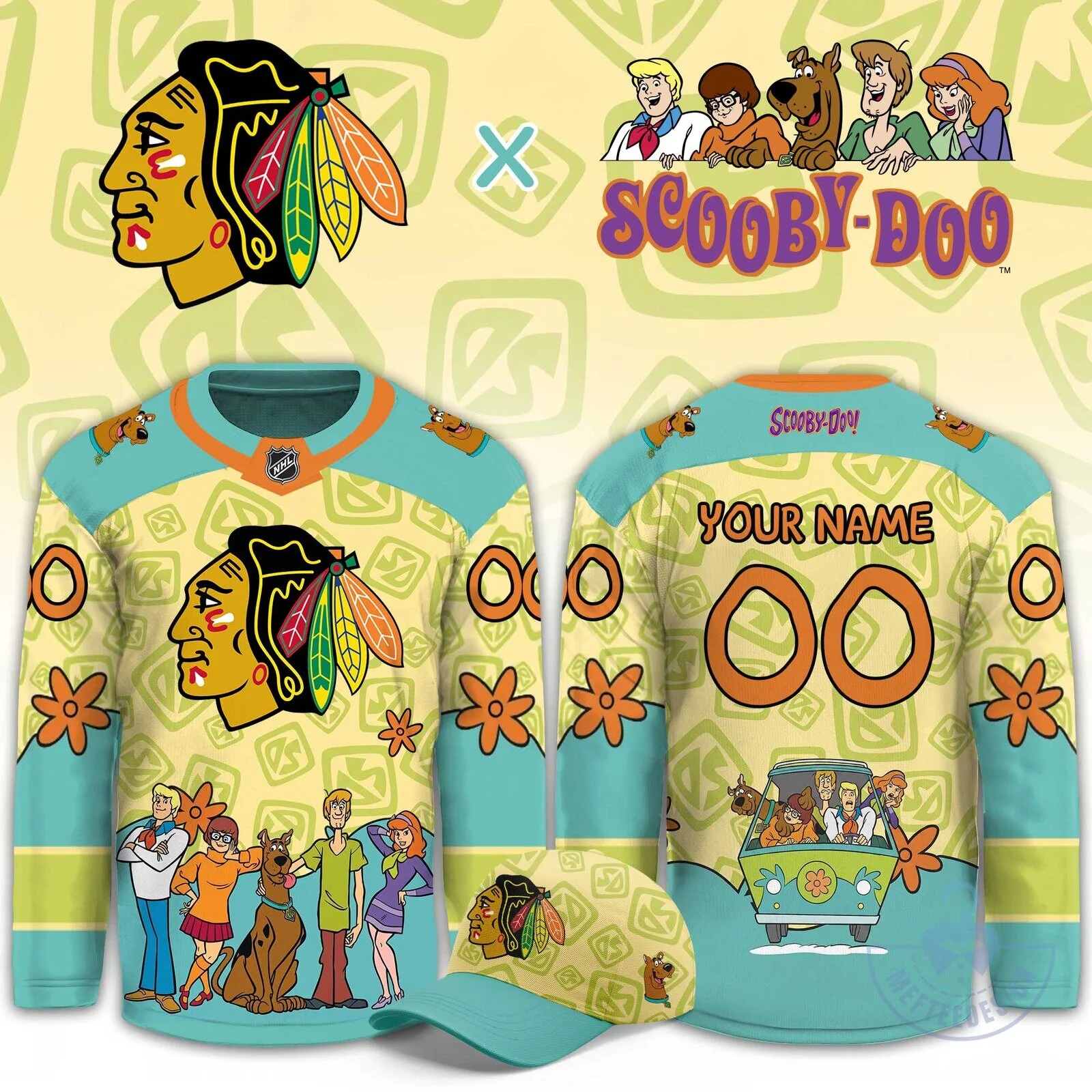 Chicago Blackhawks Scooby-Doo Mystery Machine Custom Hockey Jersey