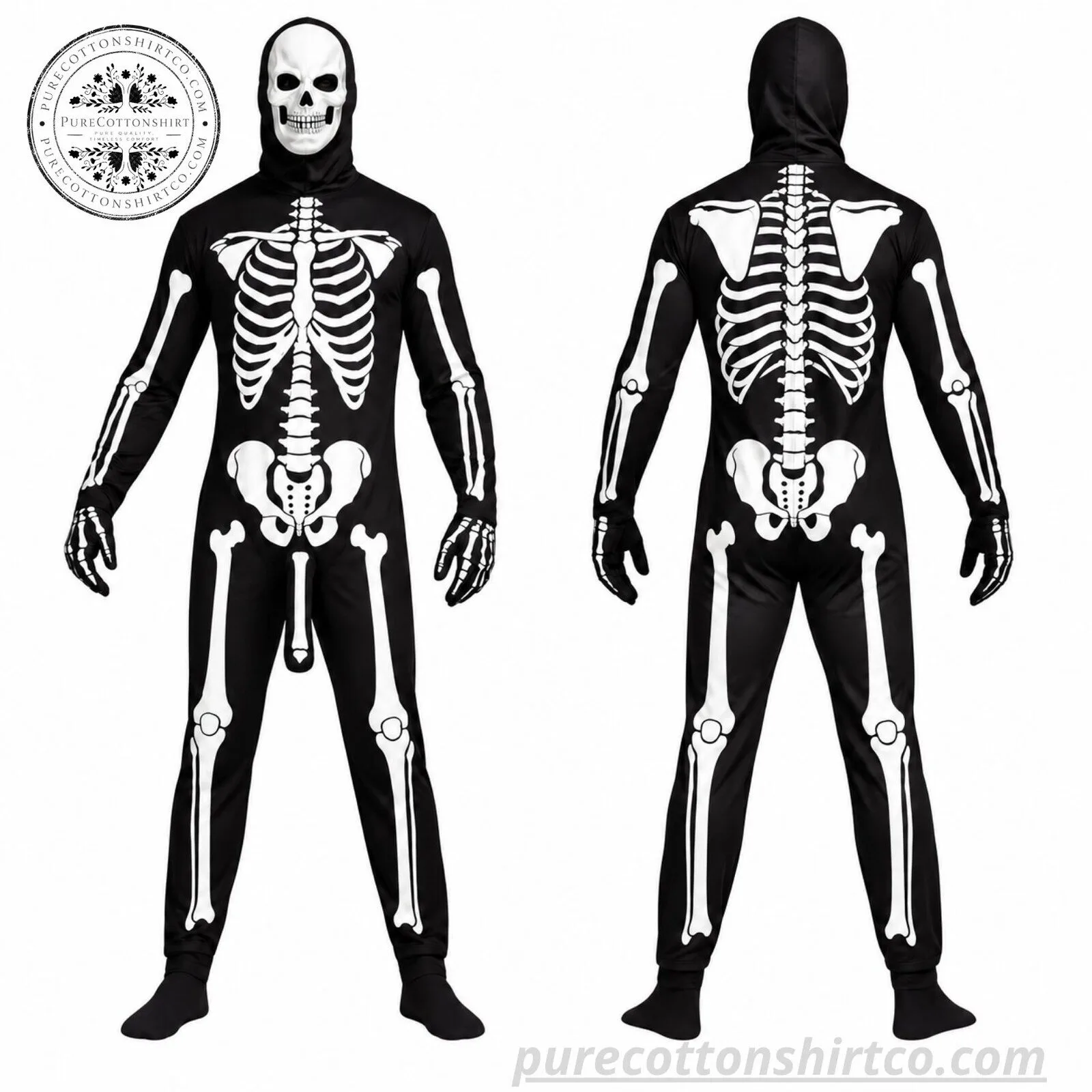 Funny Skeleton Bones Bodysuit Costume - Full Body Skeleton Jumpsuit for Halloween Cosplay