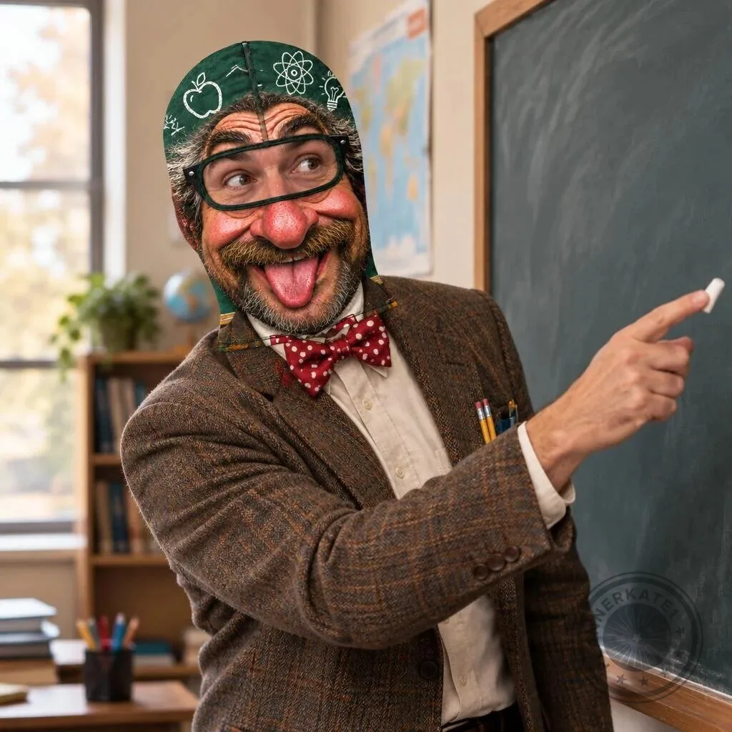 Funny Teacher Face Mask Balaclava with Cartoon Professor Design Headwear