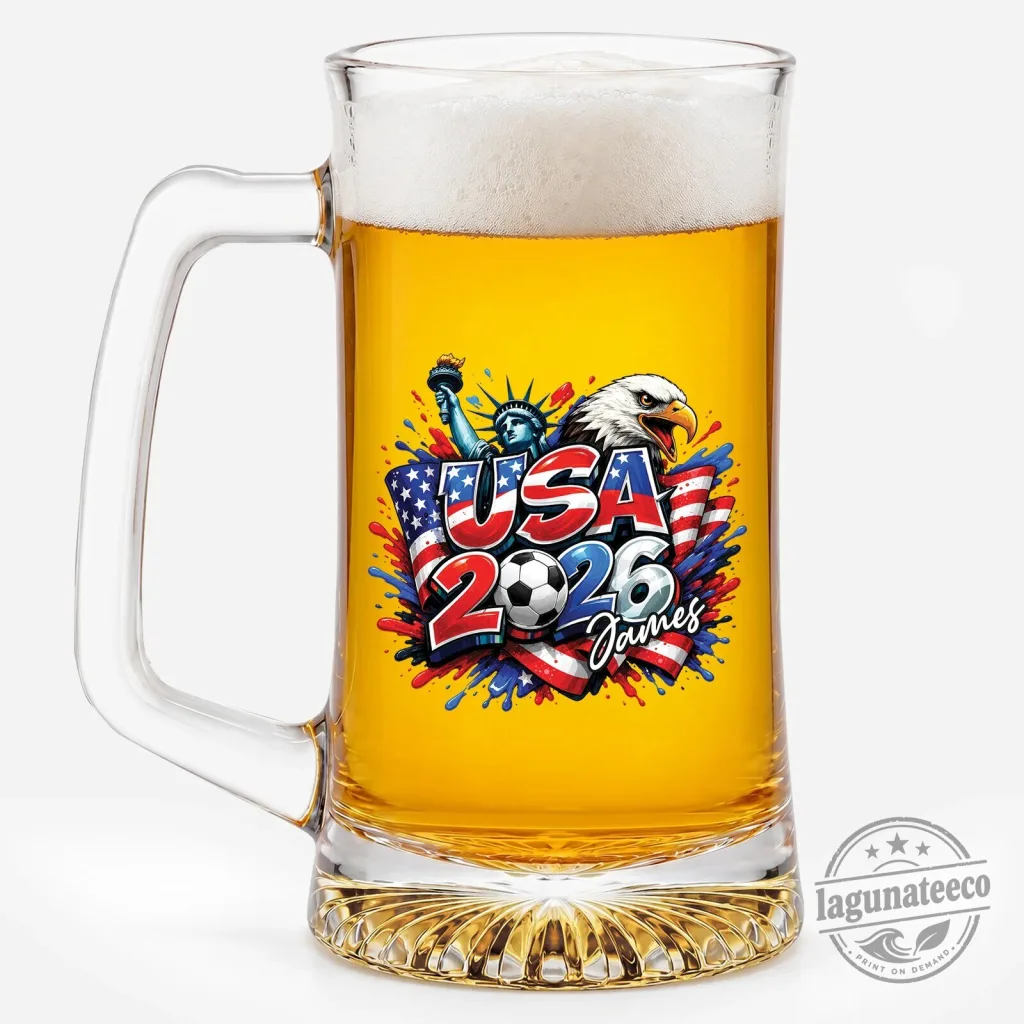 USA 2026 Soccer World Cup Patriotic American Flag Beer Mug USA 2026 Soccer World Cup Patriotic American Flag Beer Mug