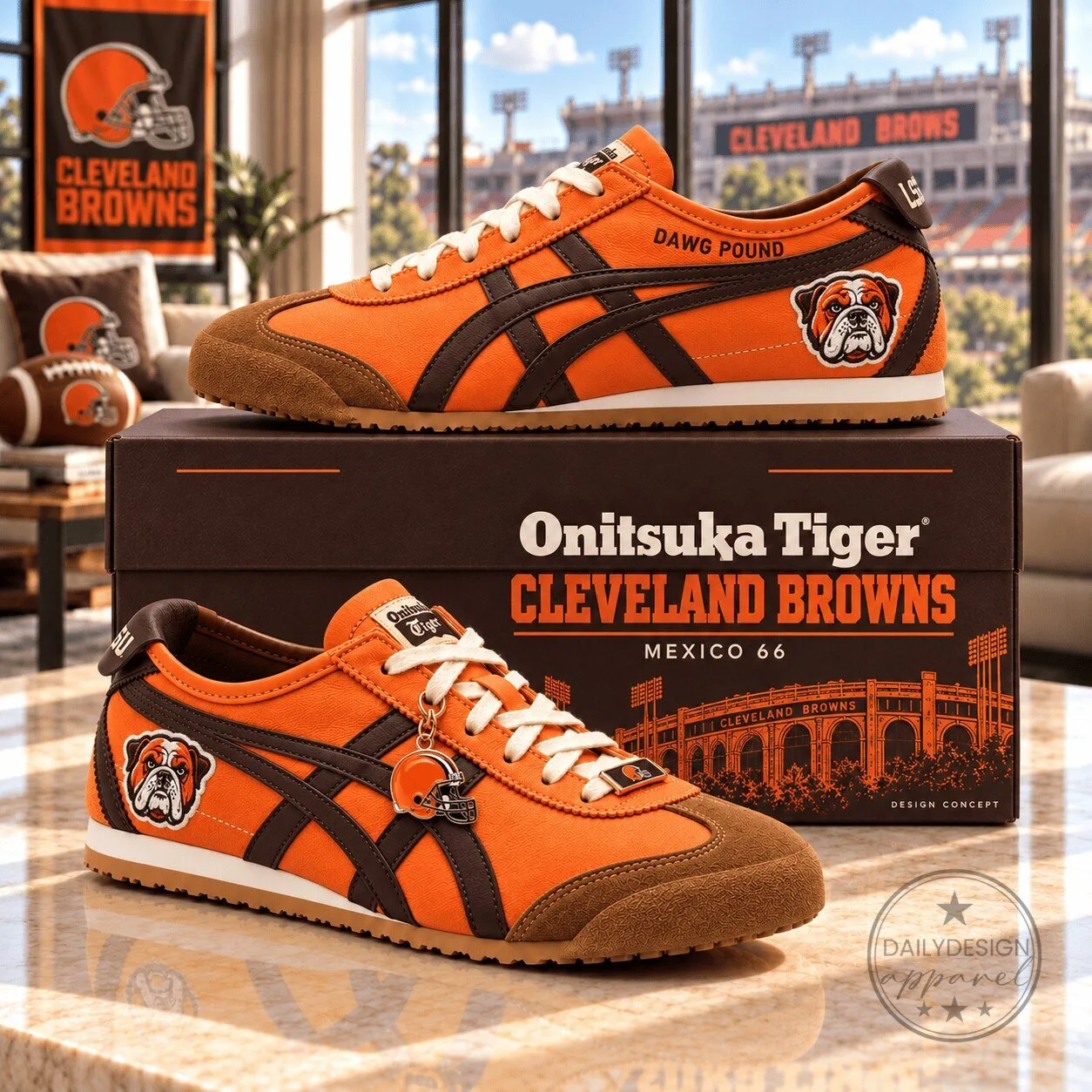 Cleveland Browns Dawg Pound Onitsuka Tiger Mexico 66 Low-Top Sneakers