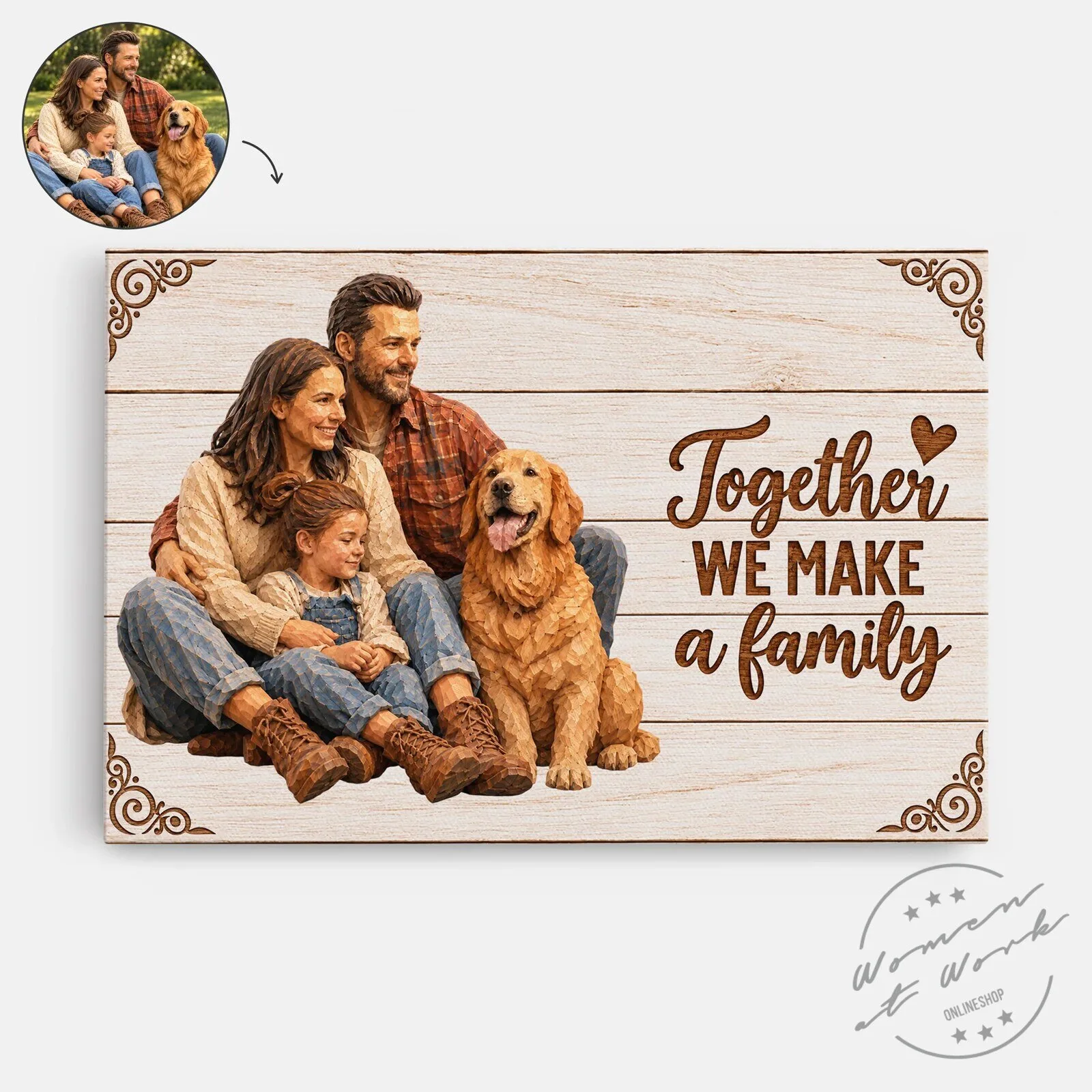 Personalized Family Photo Together We Make A Family Wooden Wall Art Canvas