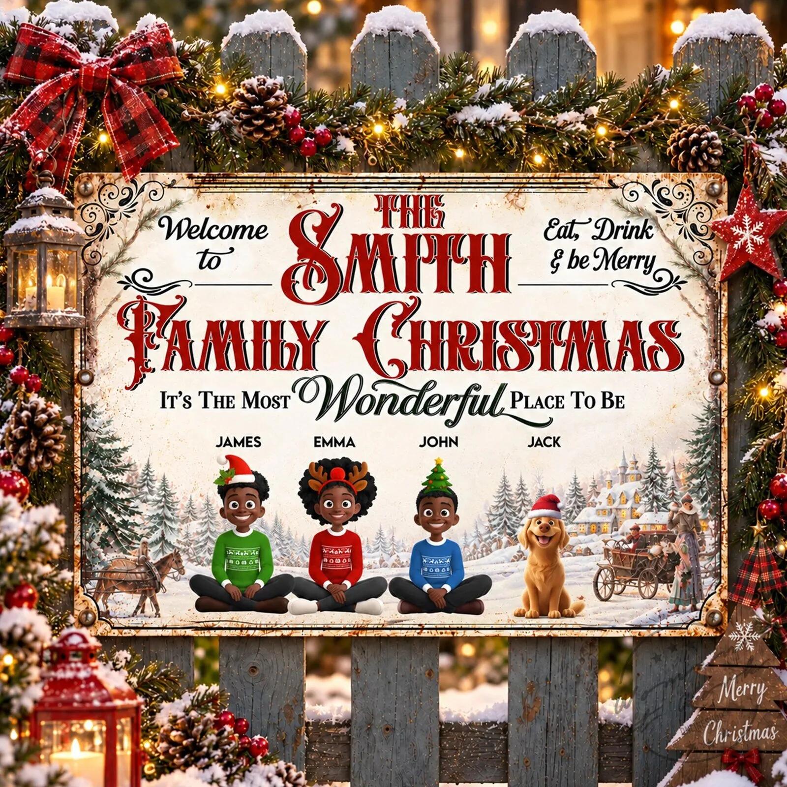 Personalized Family Christmas Vintage Farmhouse Style Metal Sign 8 Personalized Family Christmas Vintage Farmhouse Style Metal Sign