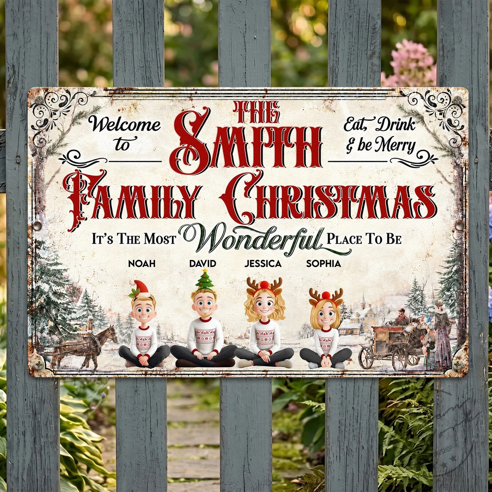 Personalized Family Christmas Vintage Farmhouse Style Metal Sign 9 Personalized Family Christmas Vintage Farmhouse Style Metal Sign