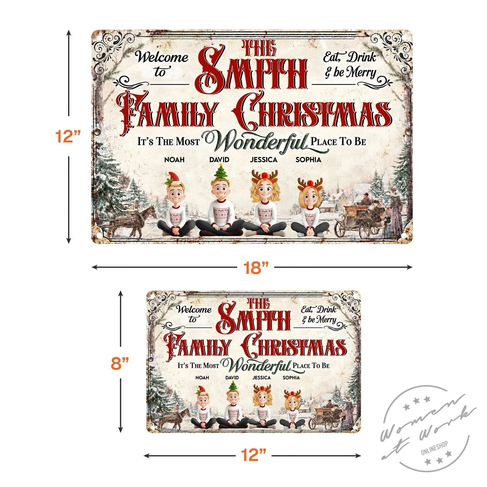 Personalized Family Christmas Vintage Farmhouse Style Metal Sign 13 Personalized Family Christmas Vintage Farmhouse Style Metal Sign