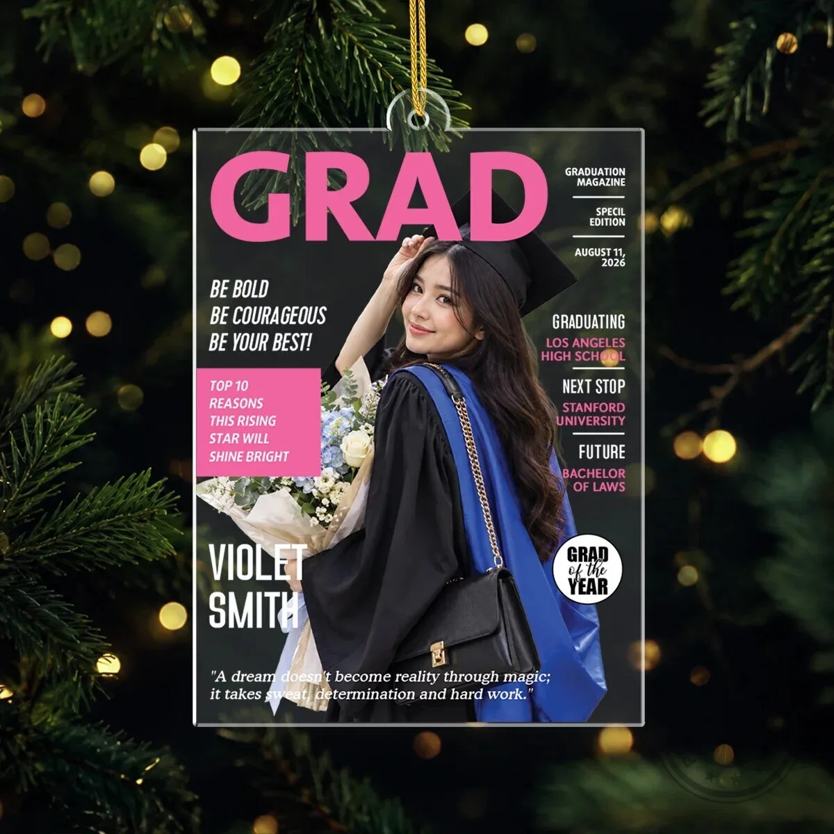 Personalized Graduation Magazine Cover Acrylic Ornament