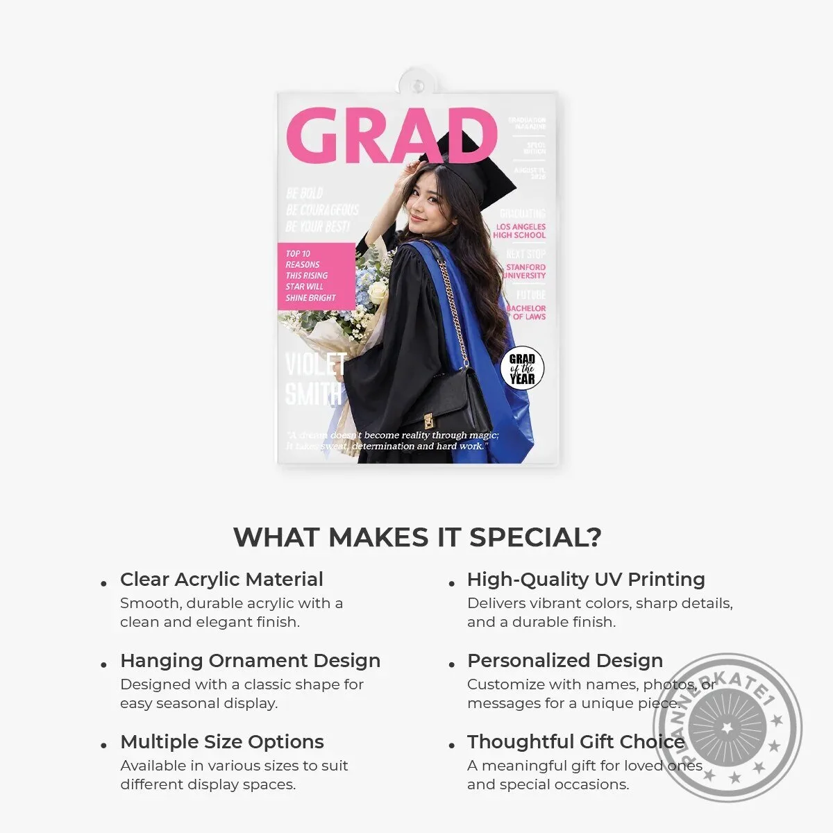 Personalized Graduation Magazine Cover Acrylic Ornament 11 Personalized Graduation Magazine Cover Acrylic Ornament