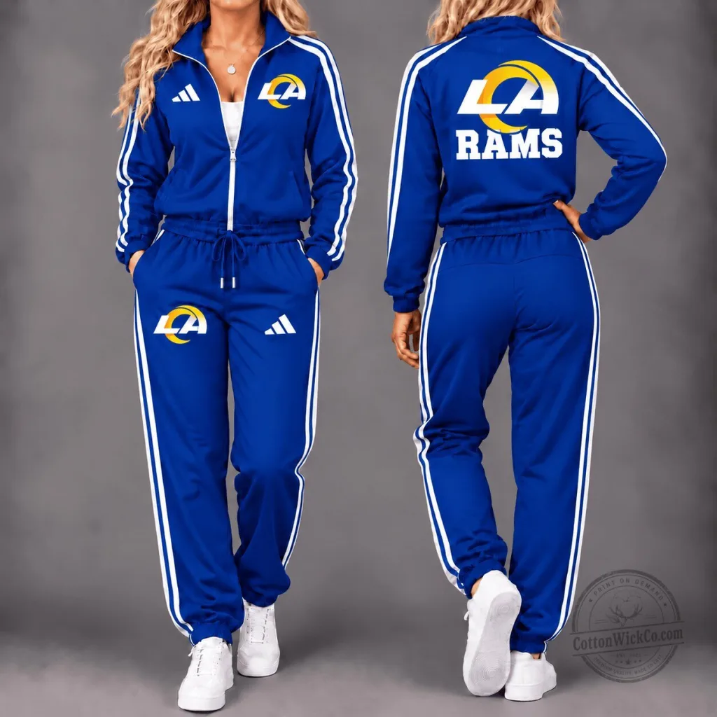 Los Angeles Rams Gameday Tracksuit for Women, Full-Zip Jacket and Pants Set 38 Los Angeles Rams Gameday Tracksuit for Women, Full-Zip Jacket and Pants Set