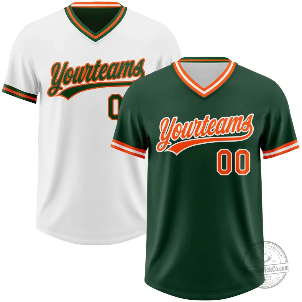 Custom Green Orange White Reversible Pullover Baseball Jersey Shirt Custom Green Orange White Reversible Pullover Baseball Jersey Shirt