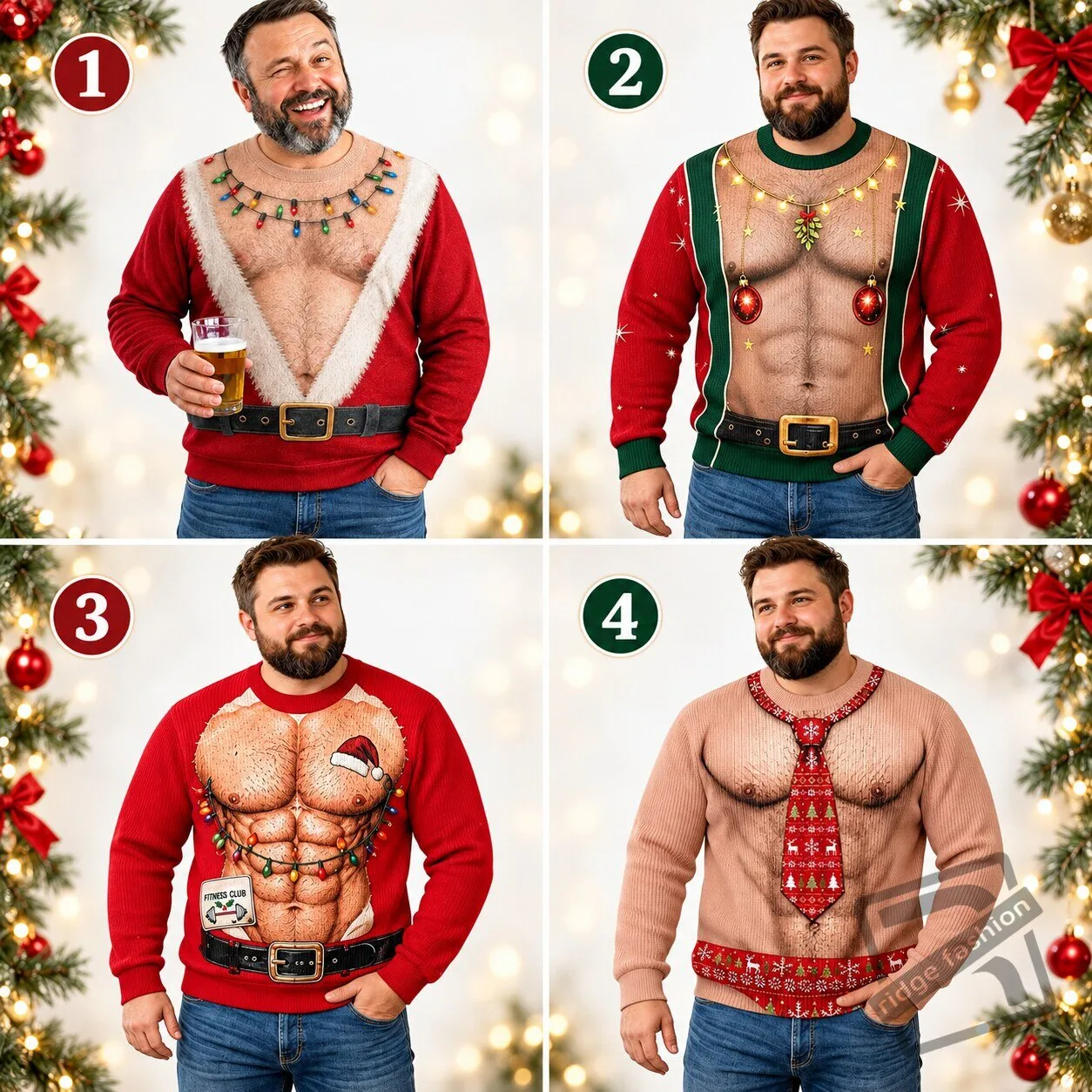 Ugly Christmas Sweater 3D Hairy Chest 5 Ugly Christmas Sweater 3D Hairy Chest product view