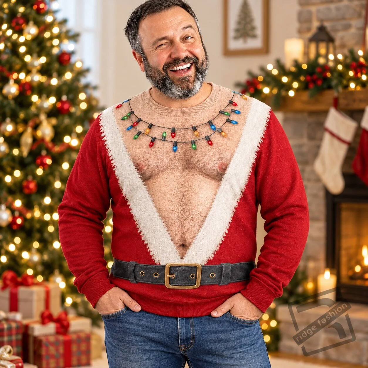 Ugly Christmas Sweater 3D Hairy Chest 6 Ugly Christmas Sweater 3D Hairy Chest product view