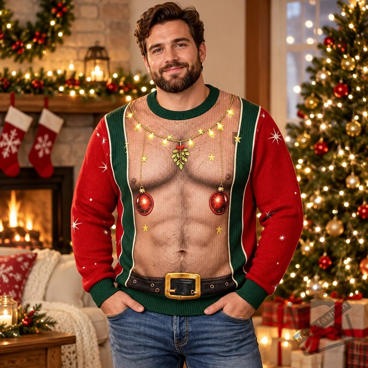 Ugly Christmas Sweater 3D Hairy Chest 7 Ugly Christmas Sweater 3D Hairy Chest product view