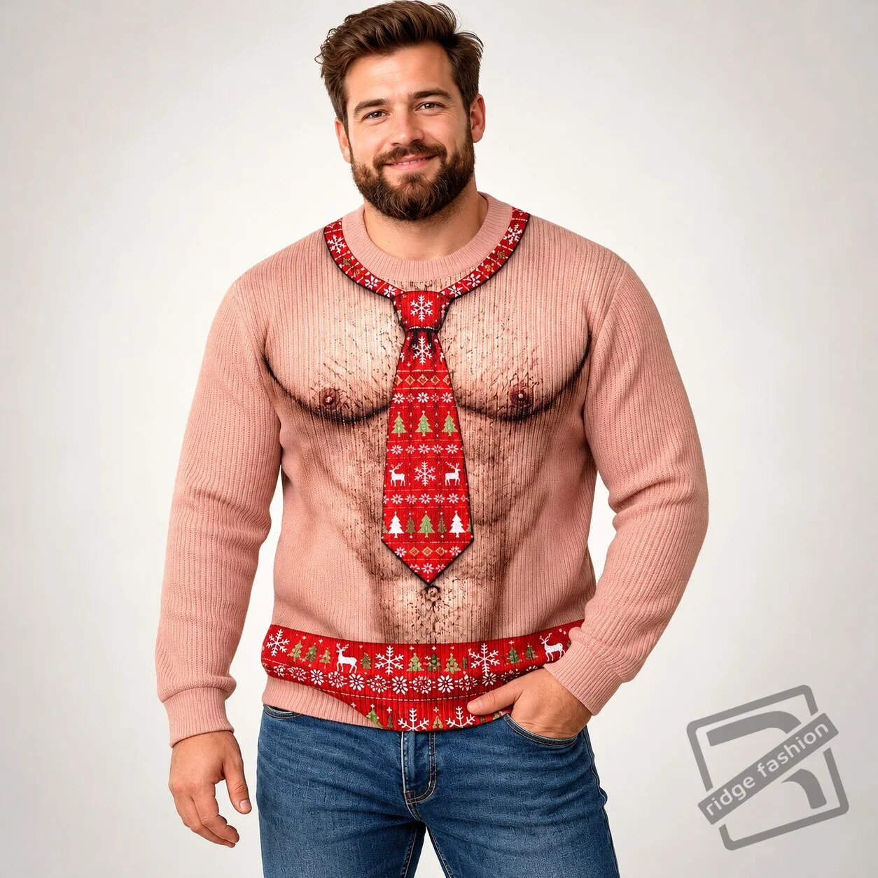 Ugly Christmas Sweater 3D Hairy Chest 9 Ugly Christmas Sweater 3D Hairy Chest product view