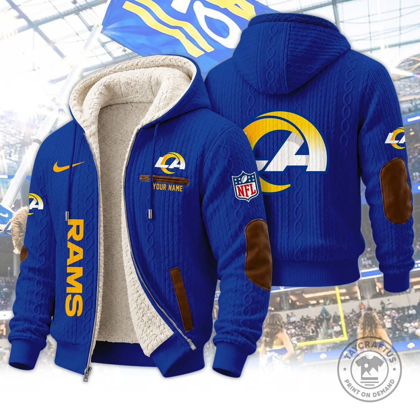 Los Angeles Rams NFL Team Logo Sherpa Lined Full Zip Hoodie and Sweatpants Set 19 Los Angeles Rams NFL Team Logo Sherpa Lined Full Zip Hoodie and Sweatpants Set