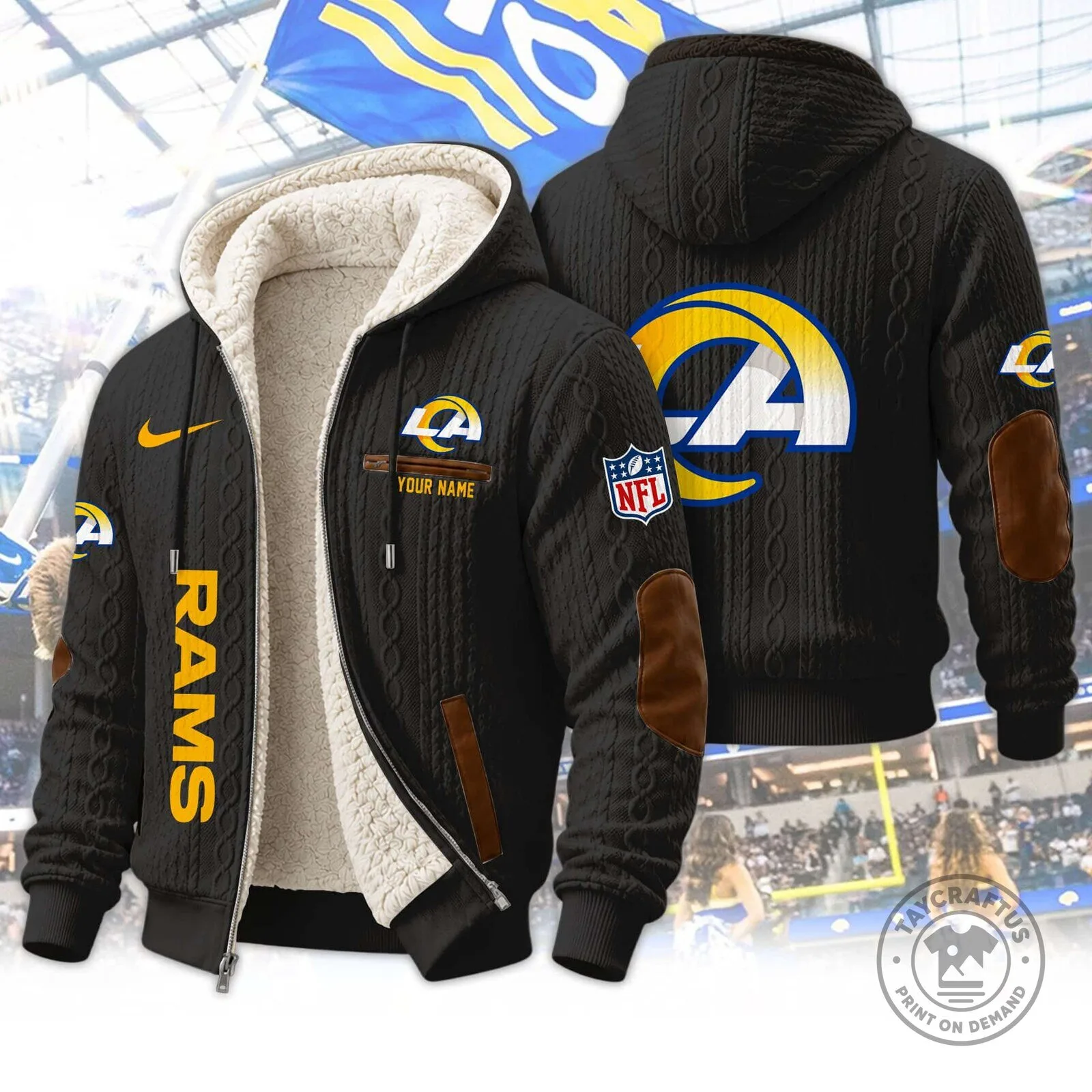 Los Angeles Rams NFL Team Logo Sherpa Lined Full Zip Hoodie and Sweatpants Set 22 Los Angeles Rams NFL Team Logo Sherpa Lined Full Zip Hoodie and Sweatpants Set
