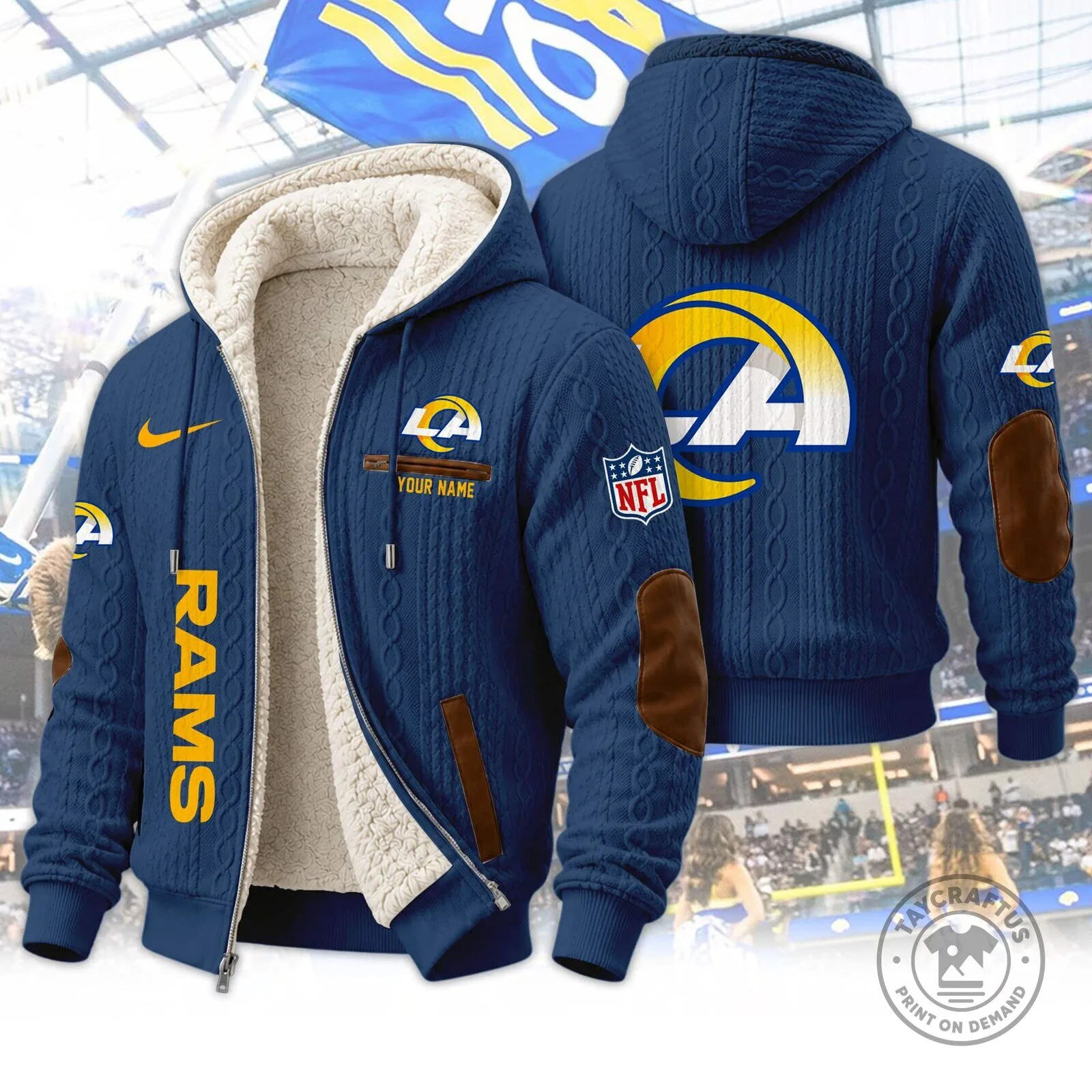 Los Angeles Rams NFL Team Logo Sherpa Lined Full Zip Hoodie and Sweatpants Set 25 Los Angeles Rams NFL Team Logo Sherpa Lined Full Zip Hoodie and Sweatpants Set
