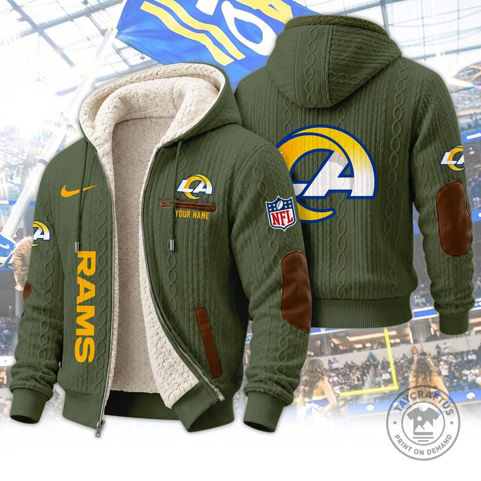 Los Angeles Rams NFL Team Logo Sherpa Lined Full Zip Hoodie and Sweatpants Set 28 Los Angeles Rams NFL Team Logo Sherpa Lined Full Zip Hoodie and Sweatpants Set