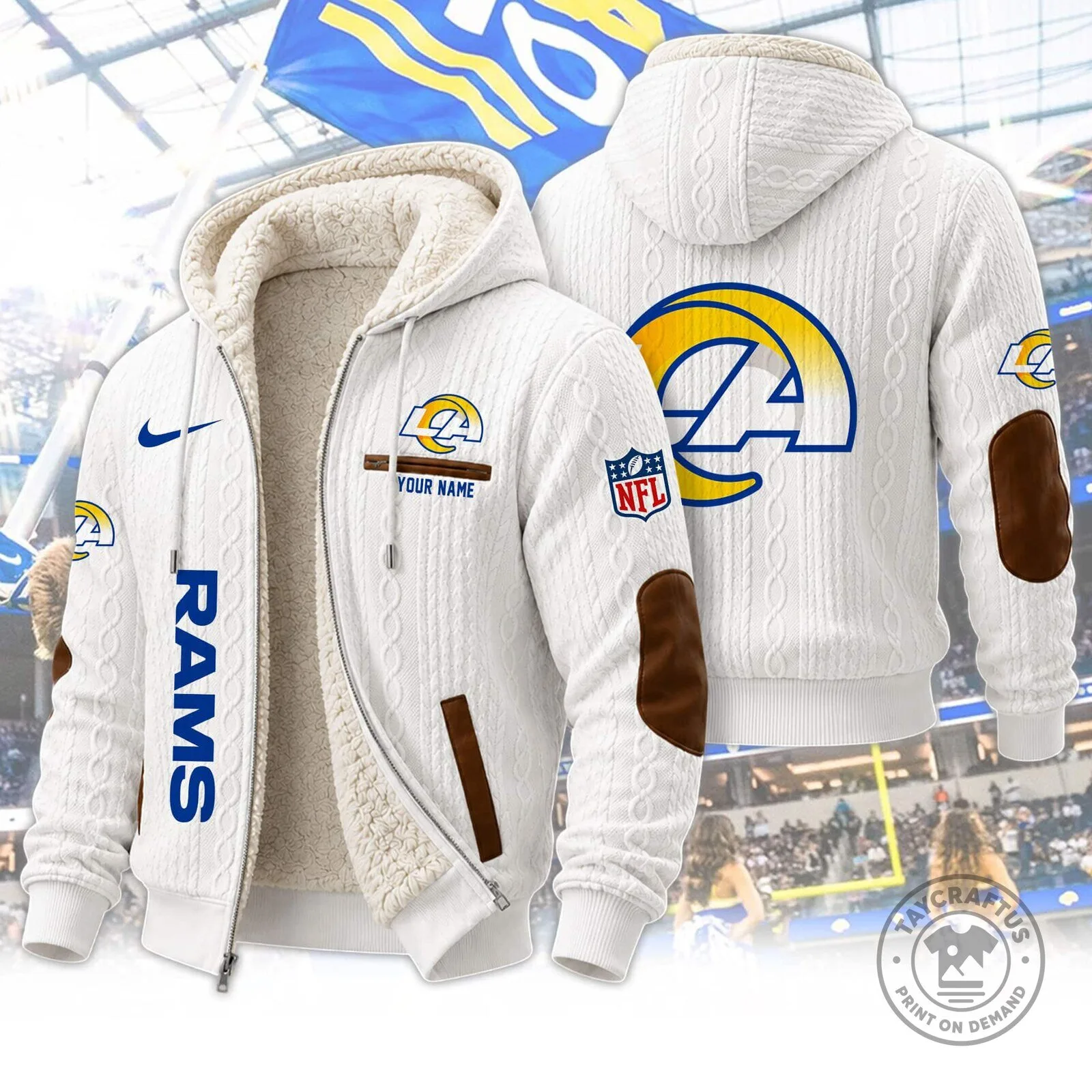 Los Angeles Rams NFL Team Logo Sherpa Lined Full Zip Hoodie and Sweatpants Set 31 Los Angeles Rams NFL Team Logo Sherpa Lined Full Zip Hoodie and Sweatpants Set