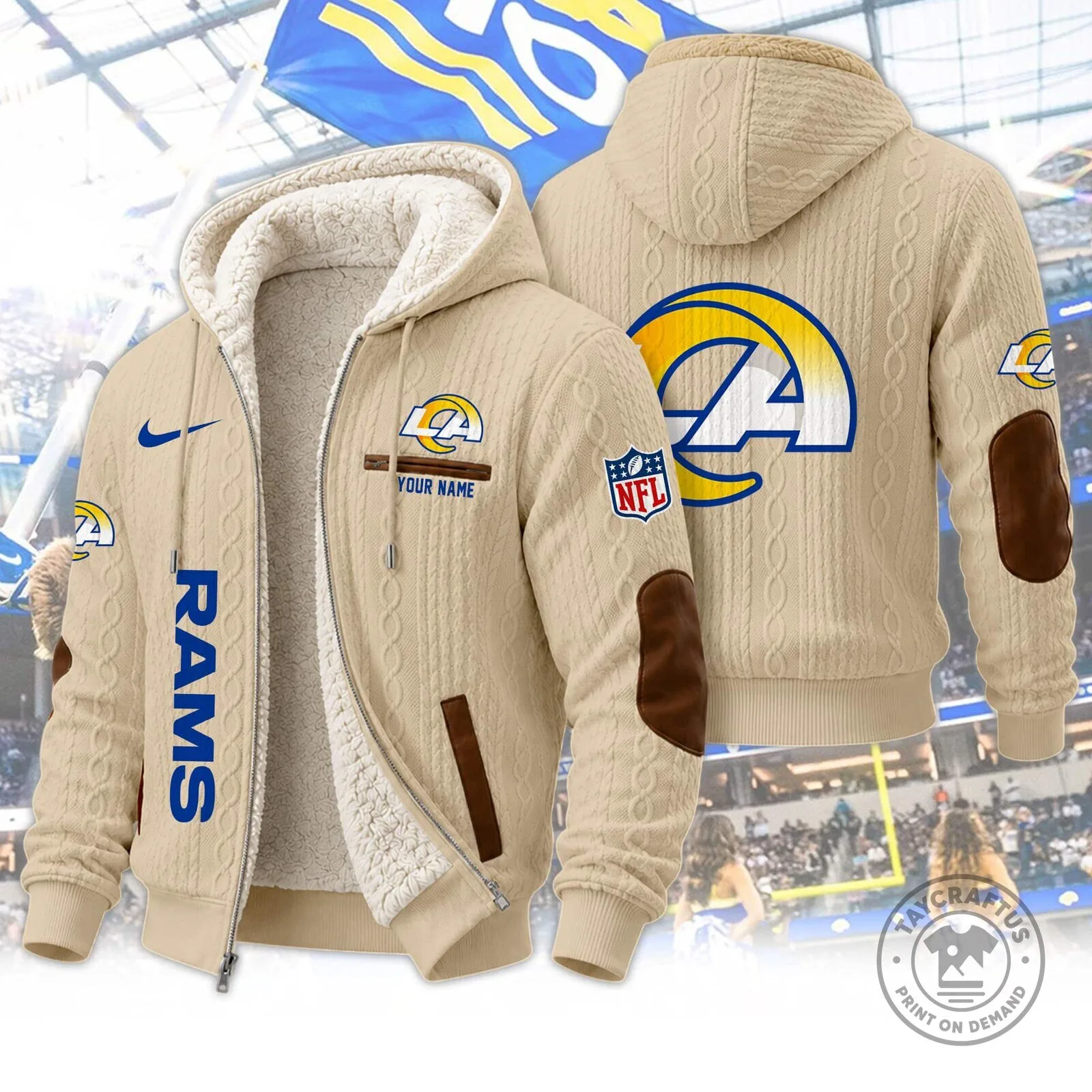 Los Angeles Rams NFL Team Logo Sherpa Lined Full Zip Hoodie and Sweatpants Set 34 Los Angeles Rams NFL Team Logo Sherpa Lined Full Zip Hoodie and Sweatpants Set